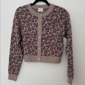 Betty Boop Taupe and Brown Leopard Print Button-Up Cardigan